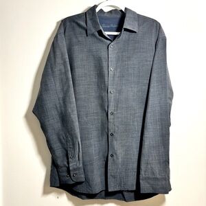 TOMMY BAHAMA | Silk & Wool Blend Men’s Long Sleeve Button Up Grey/Blue